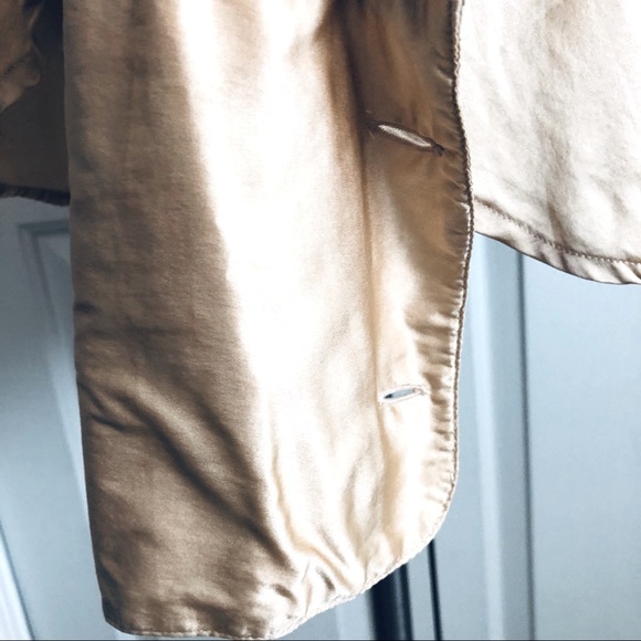 Style New York Silk Button Down Oversize Long Sleeves Top Size M Gold Cream - Picture 4 of 11